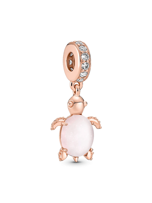 Murano Glass Pink Sea Turtle Dangle Charm - Image 3