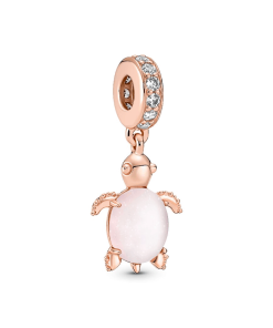 Murano Glass Pink Sea Turtle Dangle Charm