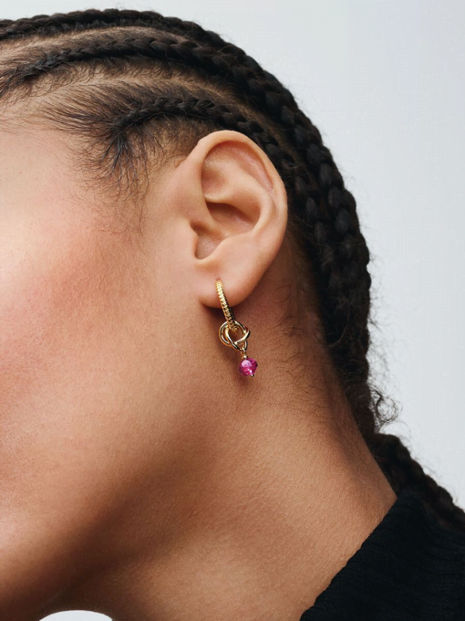 Faceted Pink Eternity Circle Dangle Charm - Image 3