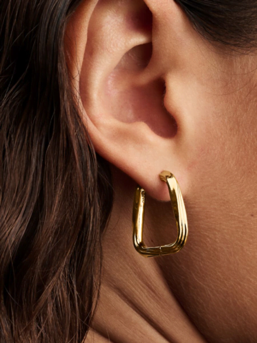 Twisted Triangle Large Hoop Earrings - Image 2