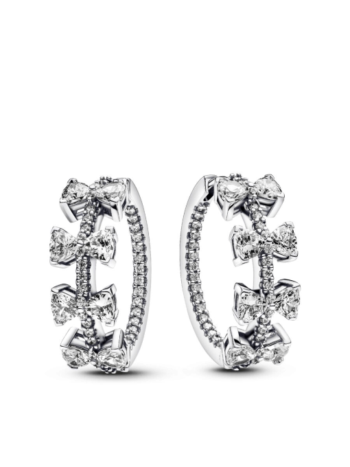 Sparkling Bow Row Hoop Earrings - Image 3