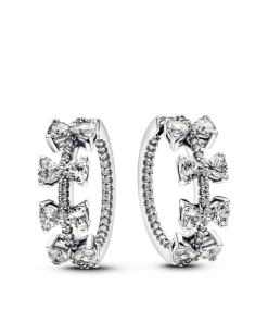 Sparkling Bow Row Hoop Earrings