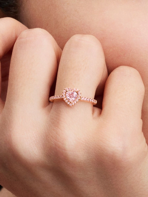 Sparkling Elevated Heart Ring - Image 2