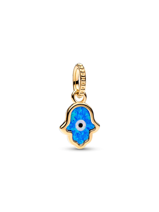 Opalescent Blue Hamsa Hand Dangle Charm - Image 3