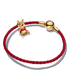 Winnie the Pooh Red and Gold Leather Bracelet Set