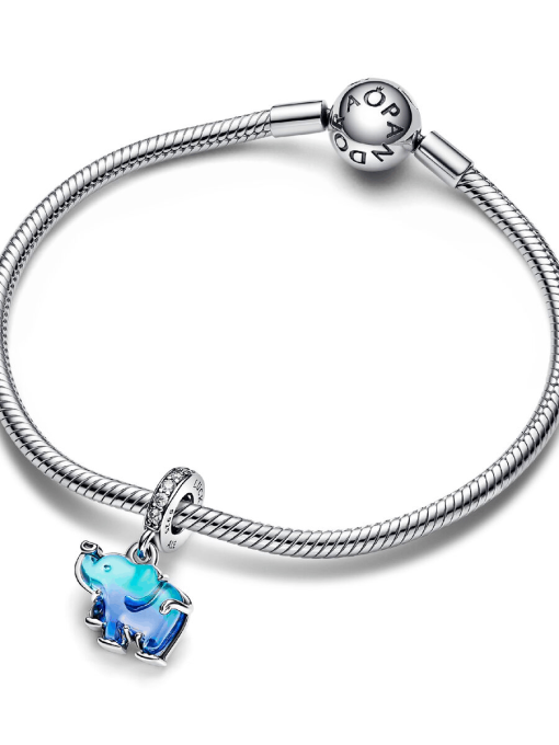 Blue Murano Glass Elephant Dangle Charm - Image 4