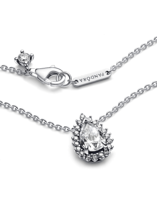 Sparkling Pear Halo Collier Necklace - Image 6