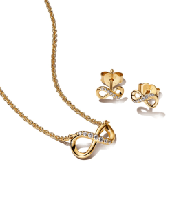 Golden Infinity Necklace and Earrings Set