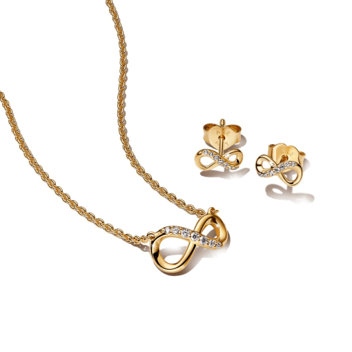 Golden Infinity Necklace and Earrings Set