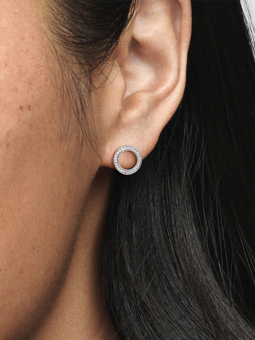 Sparkling Circle Stud Earrings - Image 2