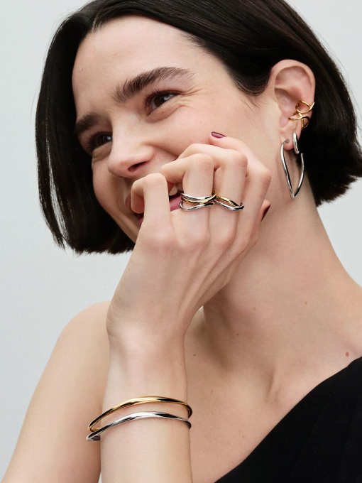 Organically Shaped 42 mm Open Hoop Earrings - Image 4