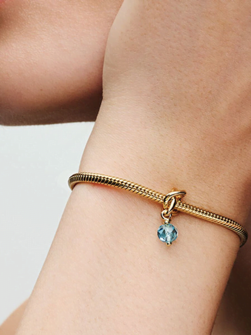 Faceted Sea Aqua Blue Eternity Circle Dangle Charm - Image 2
