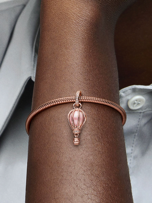 Sparkling Pink Hot Air Balloon Dangle Charm - Image 2