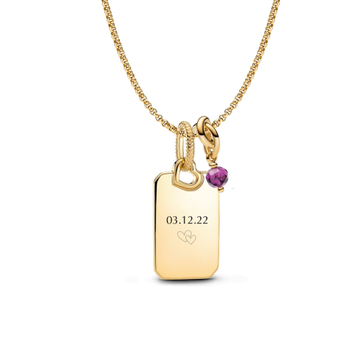 February Engravable Dangle Charm Necklace Set - Image 2