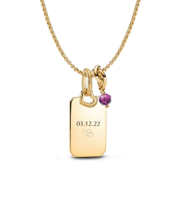 February Engravable Dangle Charm Necklace Set
