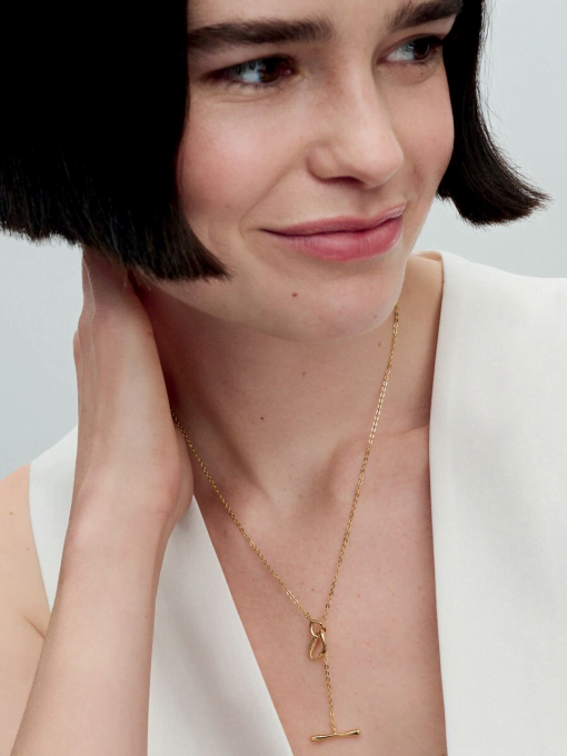 Organically Shaped Circles T-bar Necklace - Image 3