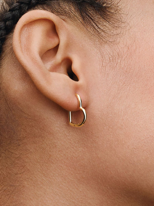 Asymmetrical Heart Hoop Earrings - Image 2