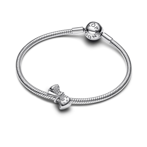 Silver Sparkling Bow Bracelet Set