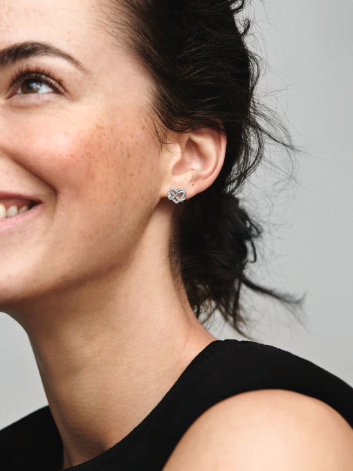 Sparkling Infinity Heart Stud Earrings - Image 3