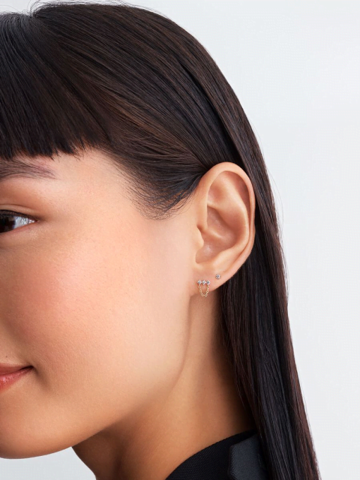 Pandora Era Lab-Grown Diamond Trio Chain Stud Earrings - Image 6