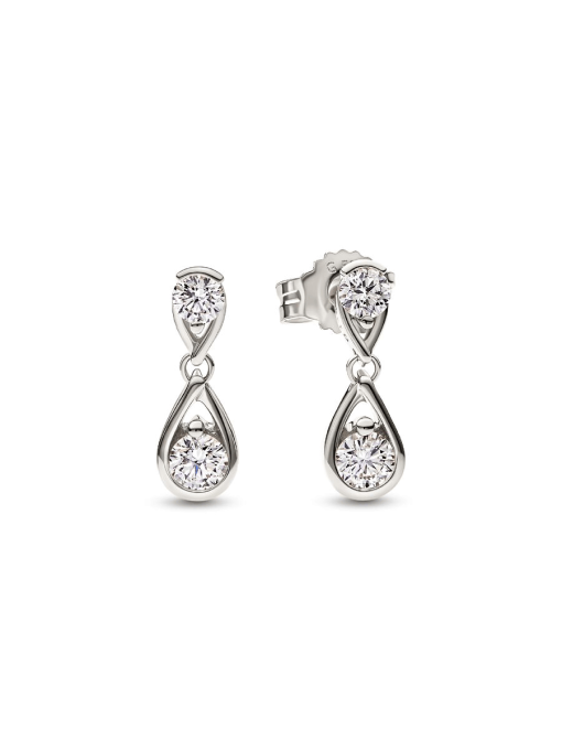 Pandora Infinite 14k White Gold Double Lab-grown Diamond Drop Earrings - Image 3
