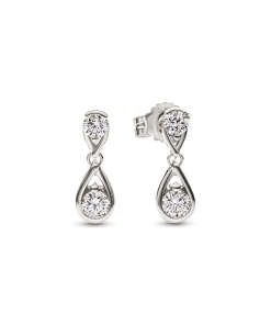 Pandora Infinite 14k White Gold Double Lab-grown Diamond Drop Earrings