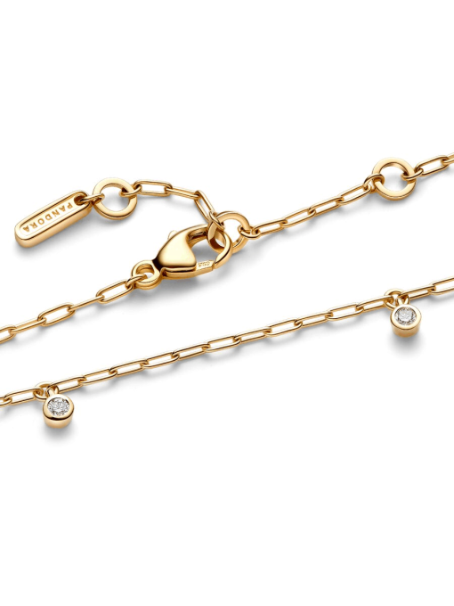 Pandora Era Bezel Lab-Grown Diamond Dangle Paperclip Chain Bracelet - Image 5