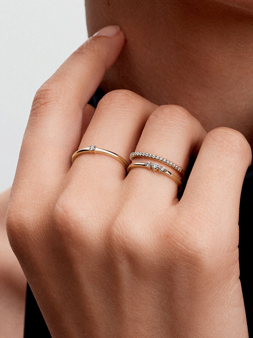 Pandora Era 14k Gold Lab-grown Diamond Half Eternity Pave Band Ring - Image 6
