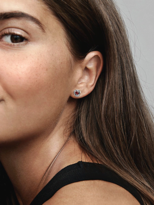 January Red Eternity Circle Stud Earrings - Image 4