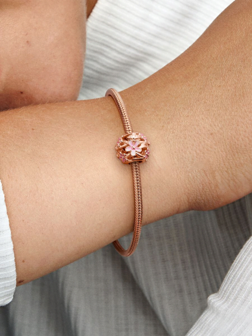 Openwork Pink Daisy Flower Charm - Image 2