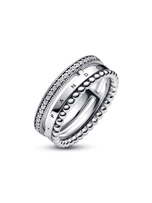 Pandora Signature Logo Pave & Beads Ring - Image 5