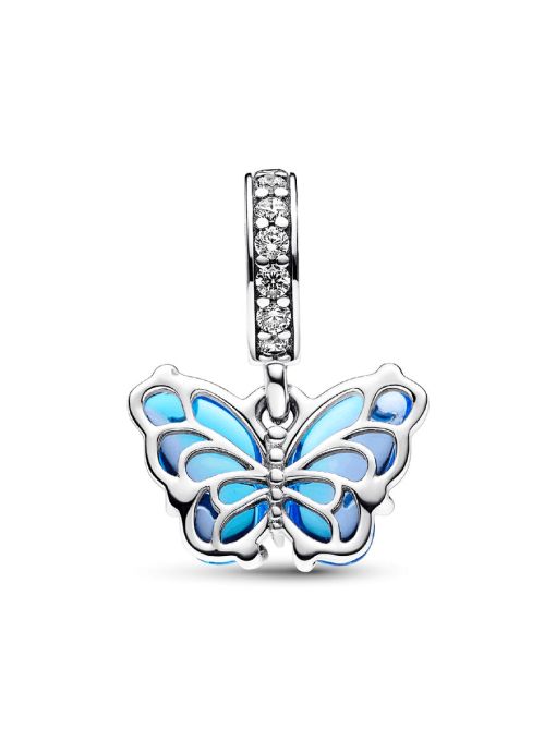 Blue Murano Glass Butterfly Dangle Charm - Image 5