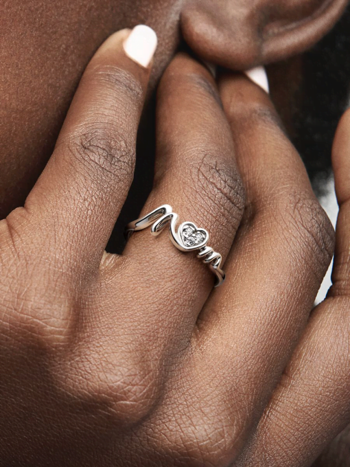 Mom Pave Heart Ring - Image 2