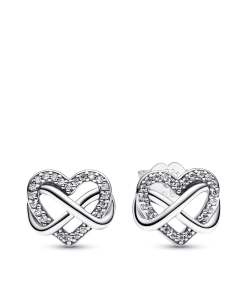 Sparkling Infinity Heart Stud Earrings