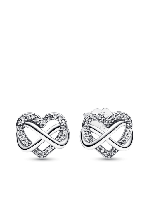 Sparkling Infinity Heart Stud Earrings