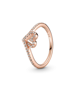 Sparkling Wishbone Heart Ring