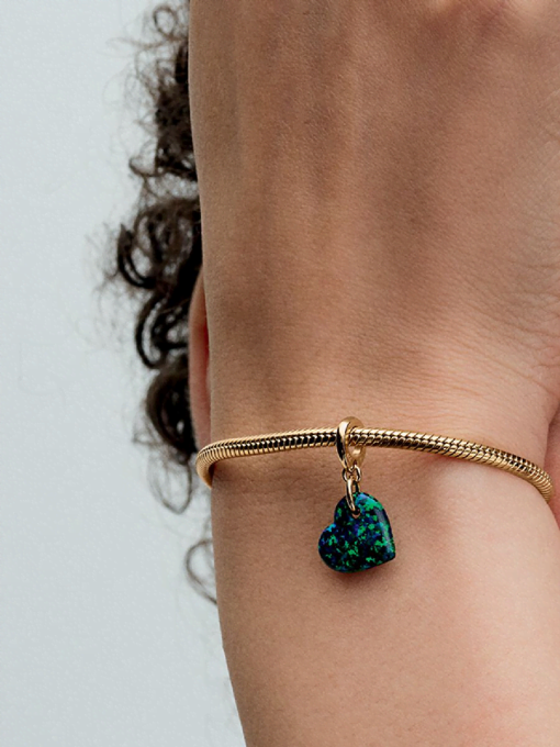 Opalescent Green Heart Dangle Charm - Image 2
