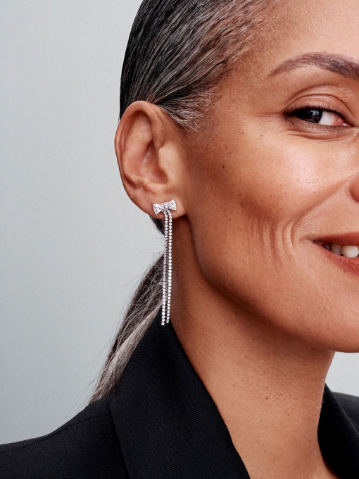 Pave Bow Drop Earrings - Image 4