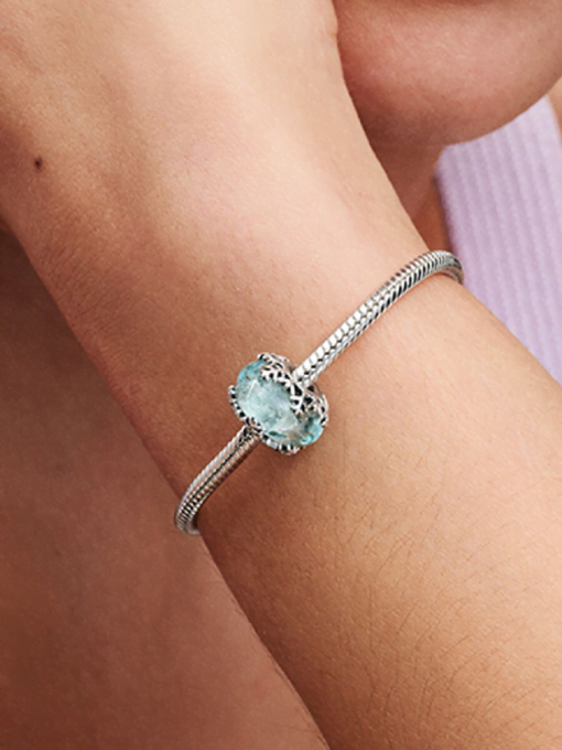 Winter Blue Snowflake Murano Charm - Image 2