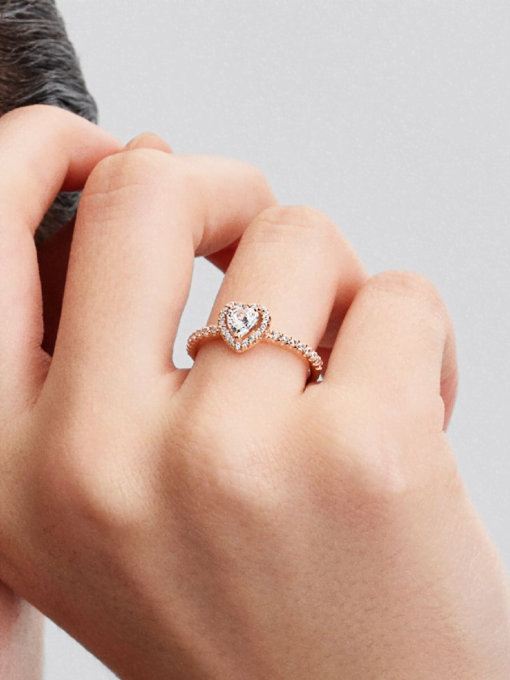 Sparkling Elevated Heart Ring - Image 2