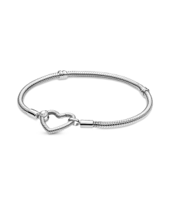 Pandora Moments Heart Closure Snake Chain Bracelet