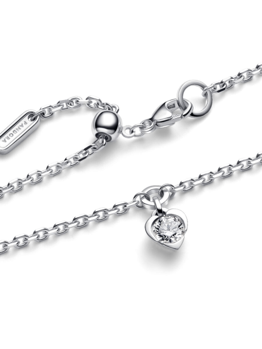 Pandora Talisman Sterling Silver Lab-grown Diamond Heart Chain Bracelet - Image 3