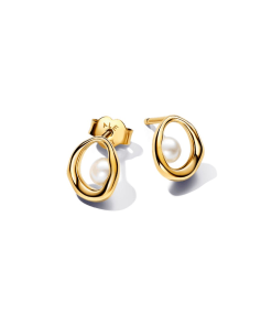 Organically Shaped Oval & Treated Freshwater Cultured Pearl Stud Earrings