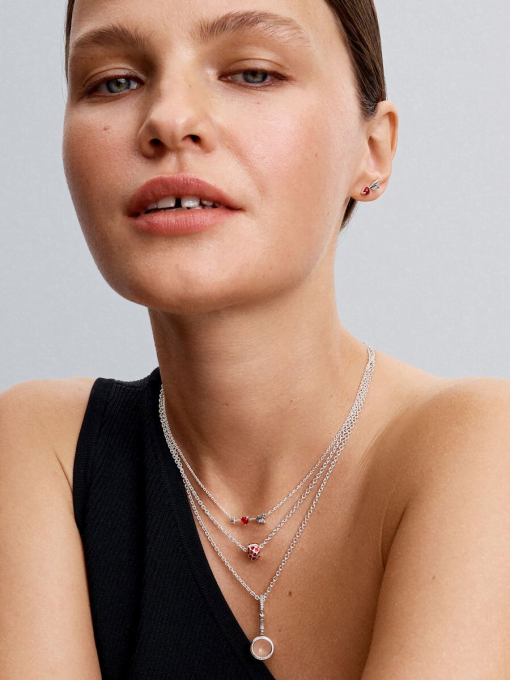 Arrow & Murano Glass Heart Necklace - Image 5