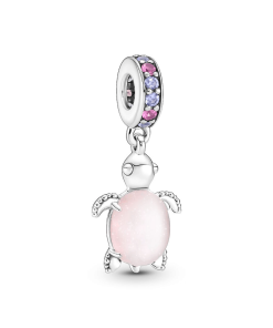 Murano Glass Pink Sea Turtle Dangle Charm