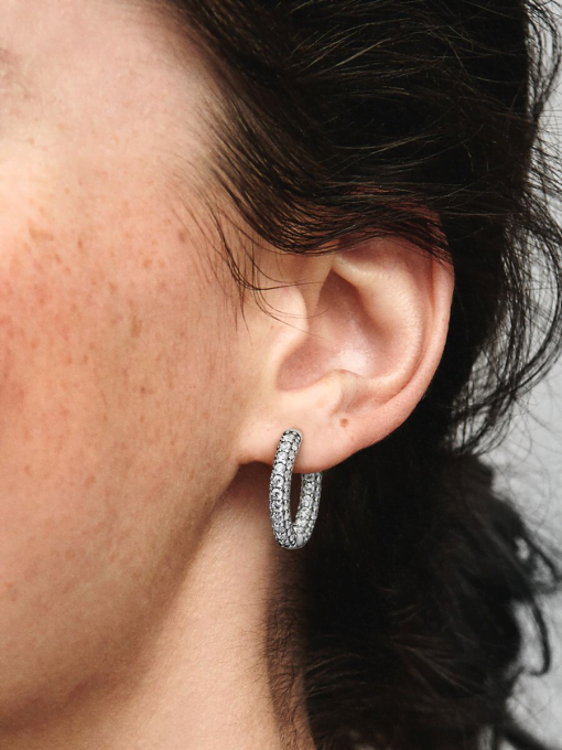 Pandora Timeless Pave Single-row Hoop Earrings - Image 2