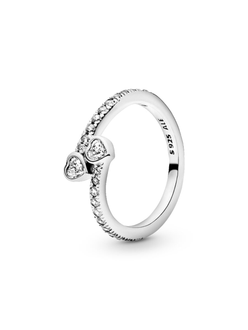 Two Sparkling Hearts Ring