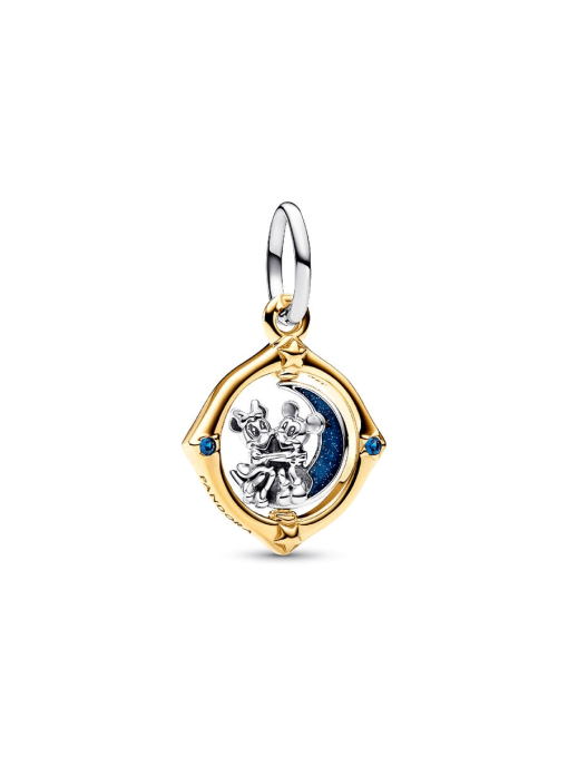 Disney Mickey Mouse & Minnie Mouse Two-tone Spinning Moon Dangle Charm - Image 3