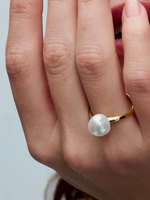 Baroque Treated Freshwater Cultured Pearl Ring - Image 2