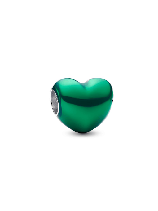 Metallic Green Heart Charm